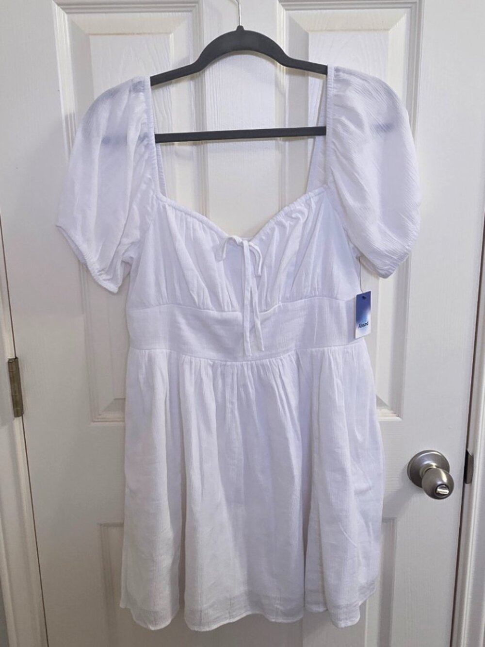 Abound White Puff Sleeve Babydoll Mini Dress – Size Medium – NWT